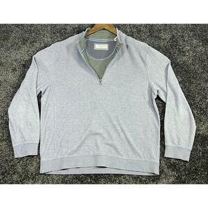 English Laundry Quarter Zip Pullover Sweater Mens Size L Light Blue Casual *Flaw